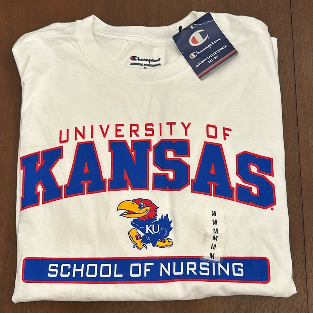 University of Kansas school of nursing long sleeve Champion T-shirt, size M